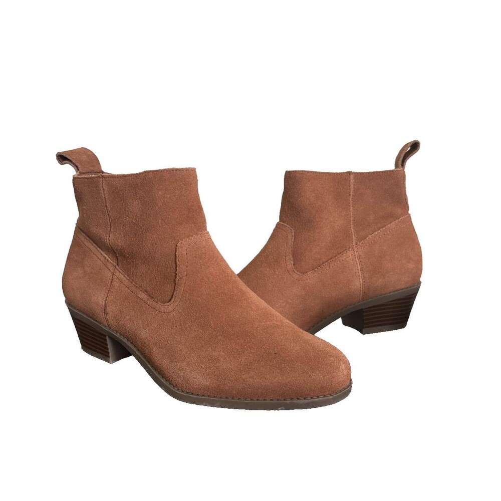 Vionic Vera Brown Suede Ankle Boots Women 8 Western Booties Comfort Fall